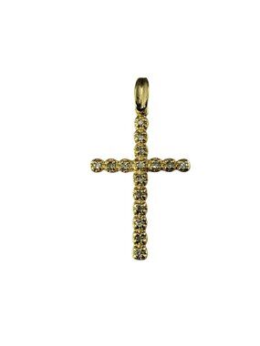 14 Karat Yellow Gold and Diamond Cross Pendant #19936